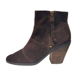 Lucky Brand Ramses Brown Suede Leather Pointed Toe Ankle Boots Women's Size 8